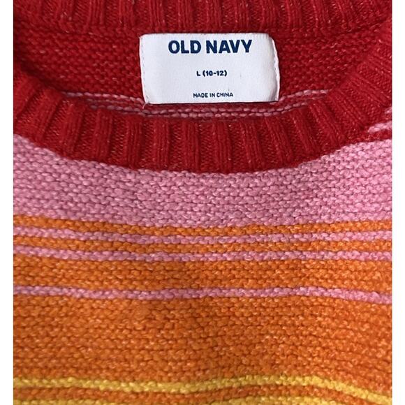 Old Navy Knit Sweater Striped Rainbow Wool Blend Girls Large 10-12 Top - Picture 6 of 6